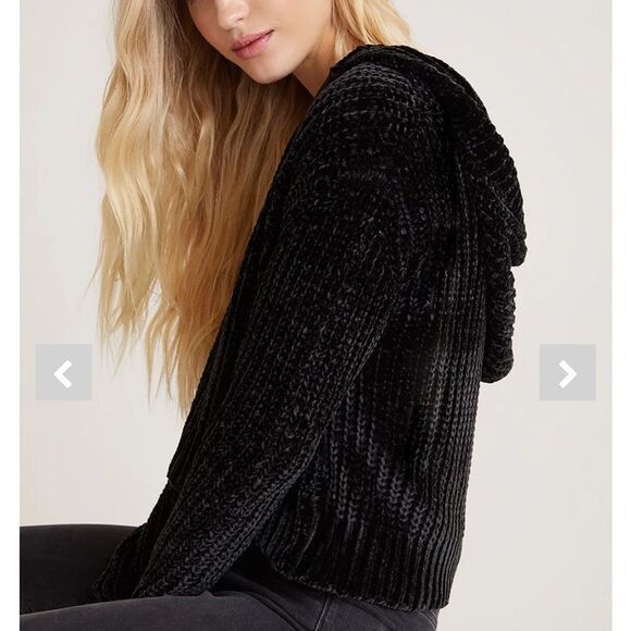 Bella Dahl Chenille Sweater Hoodie, Medium, Black - Picture 3 of 10